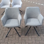 2x Eetkamerstoel boucle draaibaar, Zazuhome, Grijs / Chroom